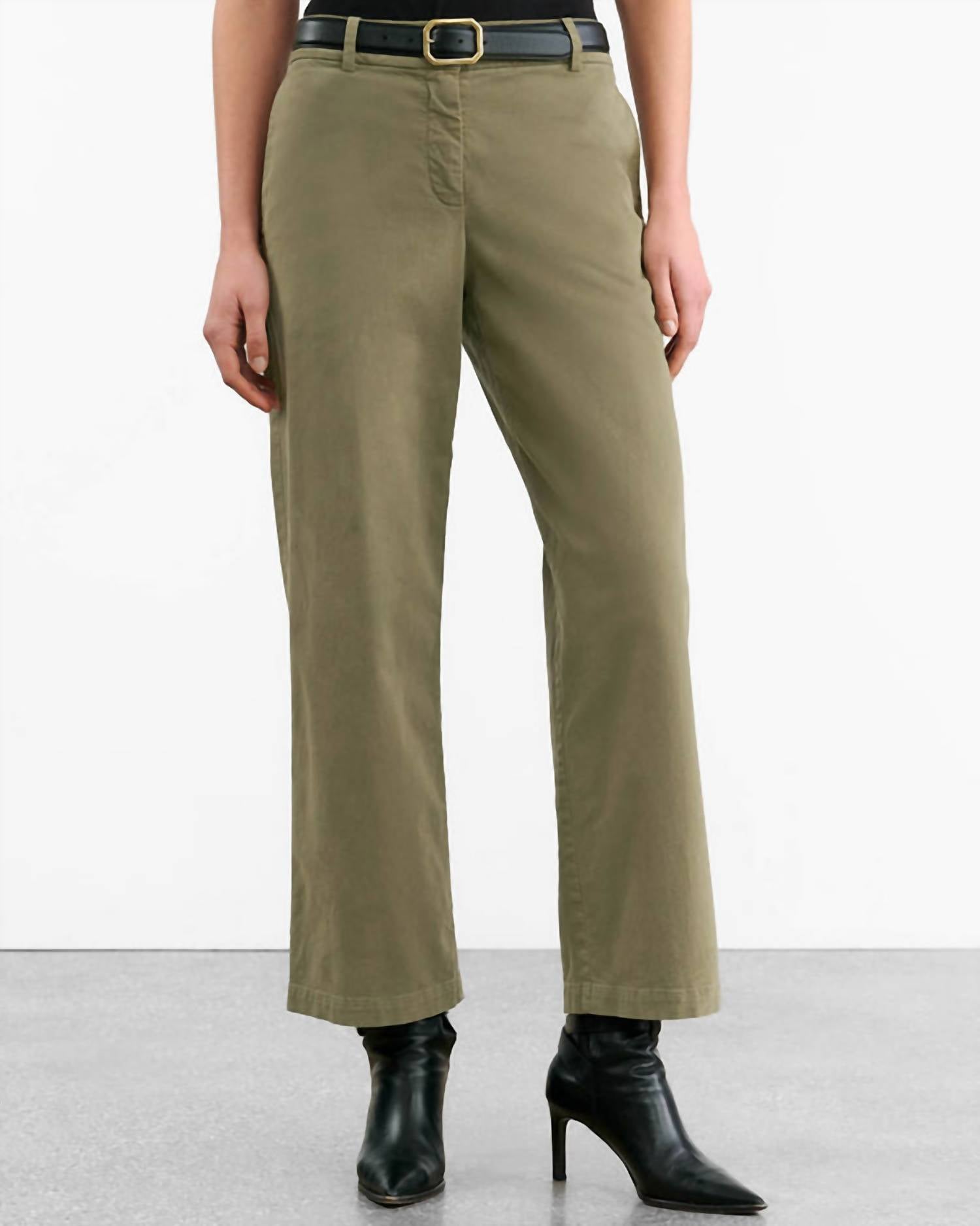 NILI LOTAN Nohan Cropped Leg Pant in military green - women's pants