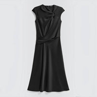 Theory - Twist Bodice Satin Midi Dress