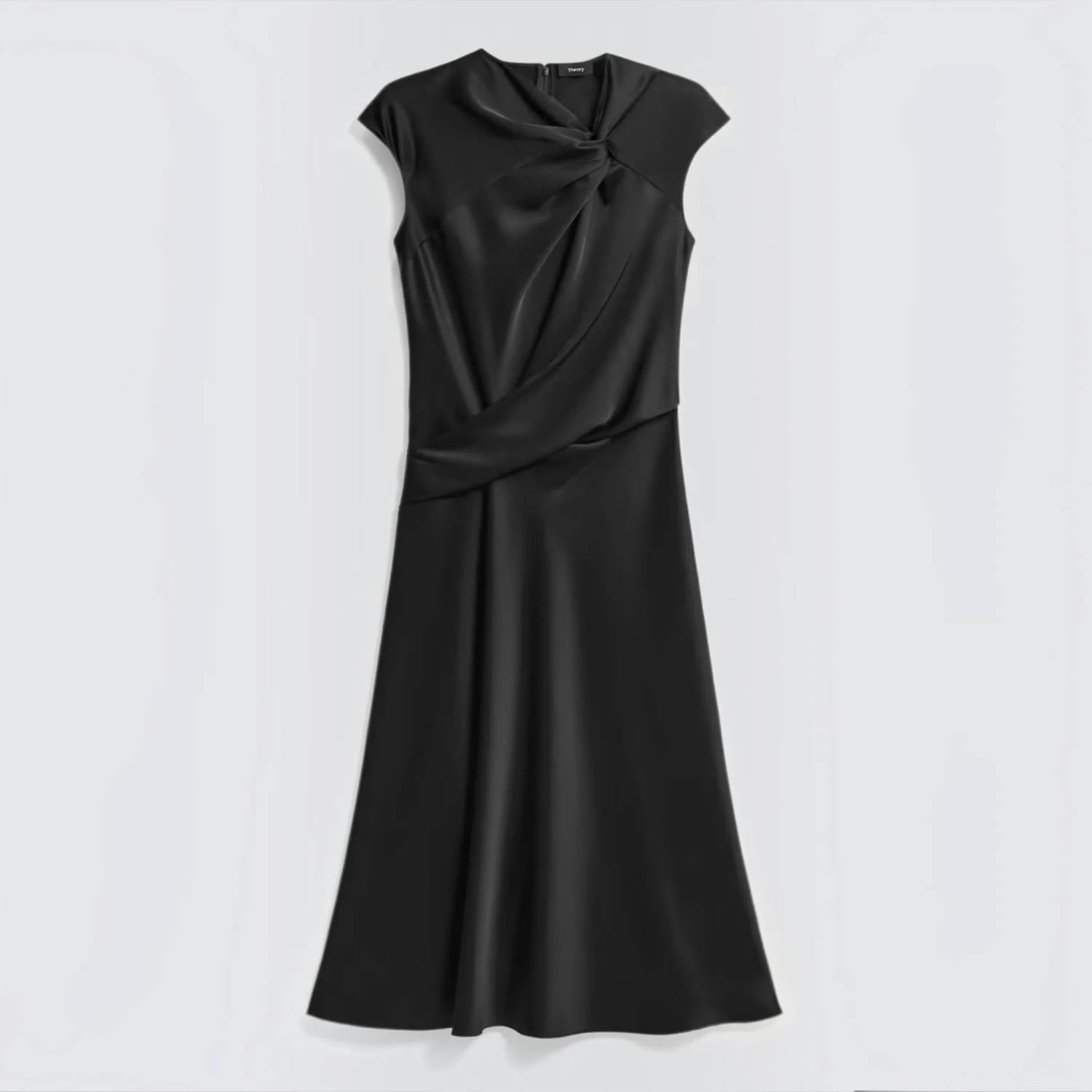 Theory - Twist Bodice Satin Midi Dress