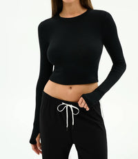 Splits59 - Louise Rib Long Sleeve Crop Top