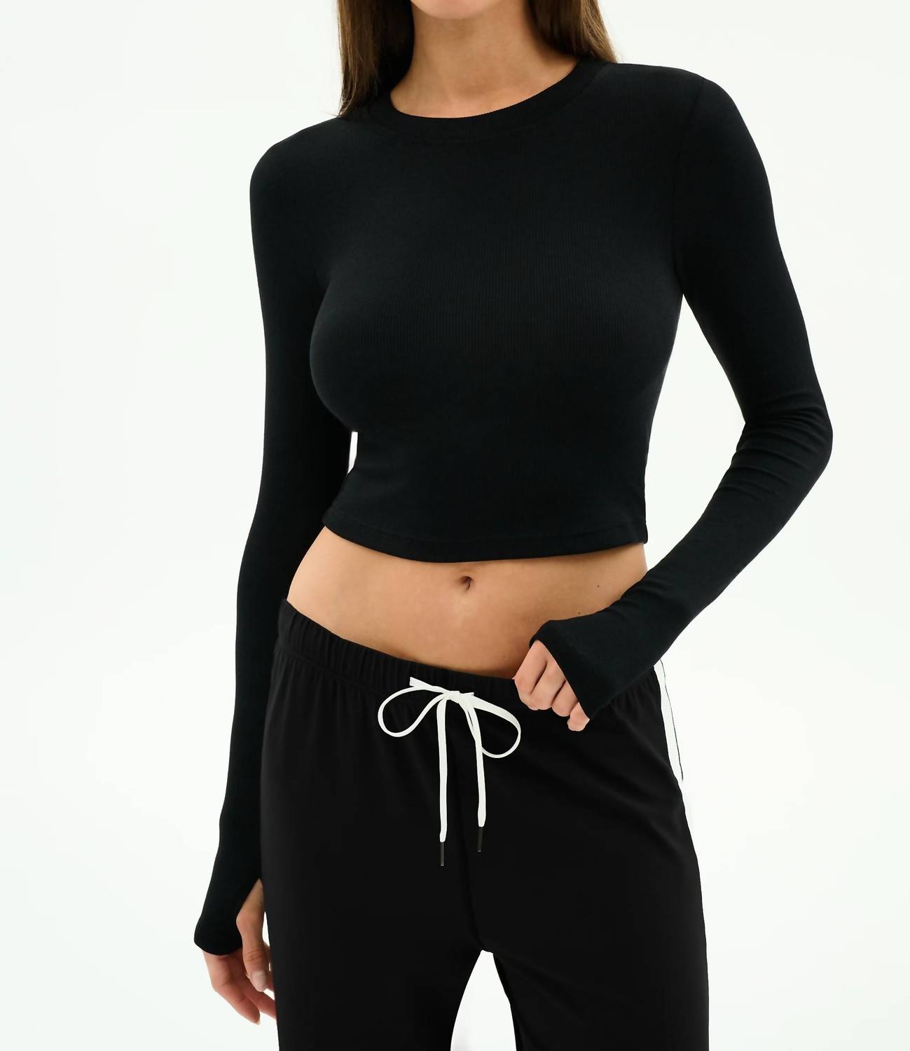 Splits59 - Louise Rib Long Sleeve Crop Top