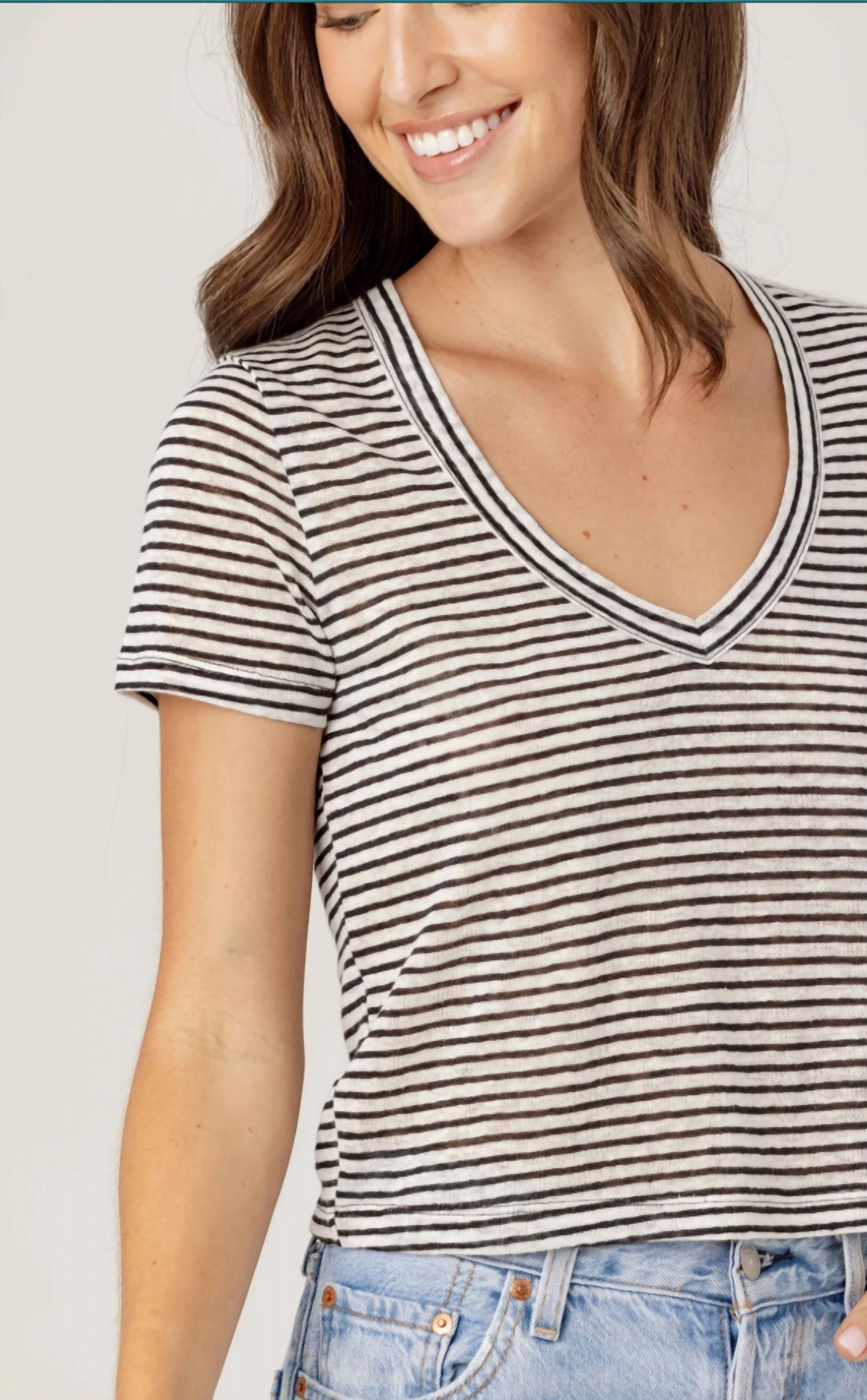 Sundays - Stripe Linen Sister Tee