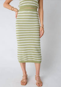 Miou Muse - Cucumber Lime Knit Bodycon Midi Skirt