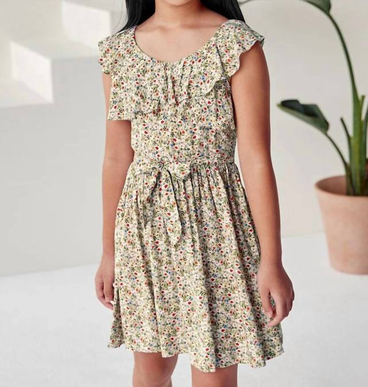Mayoral - Girls Floral Ruffle Dress