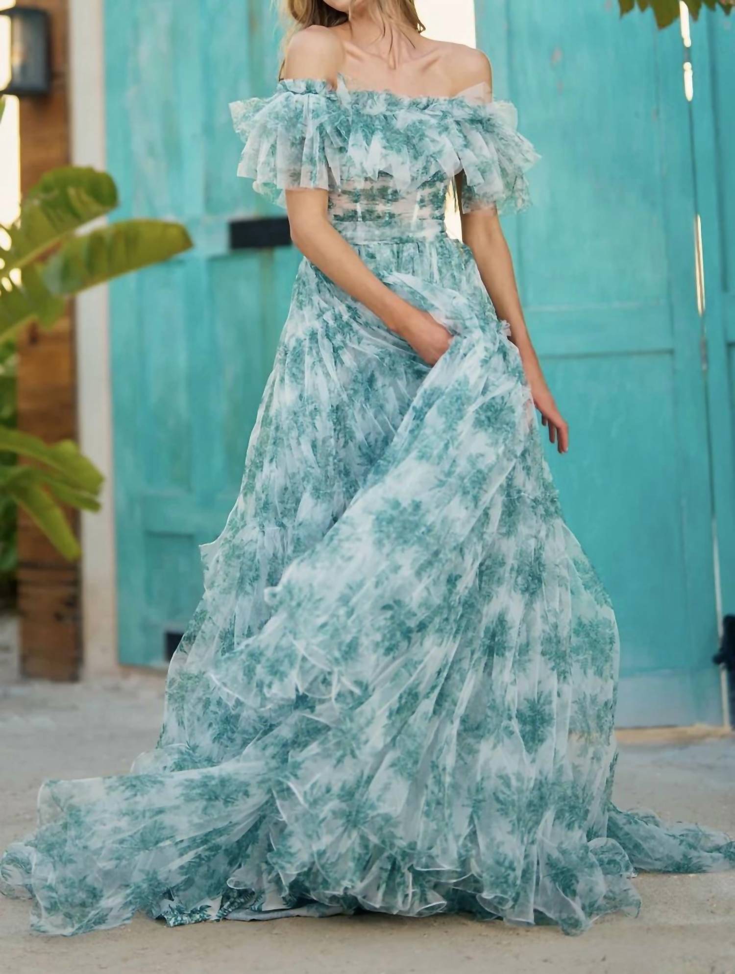 Sherri Hill - Off Shoulder Floral Corset Gown