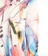 Jess & Jane Kala High Low Burnout Top in white multi - women's shirt - detail view
