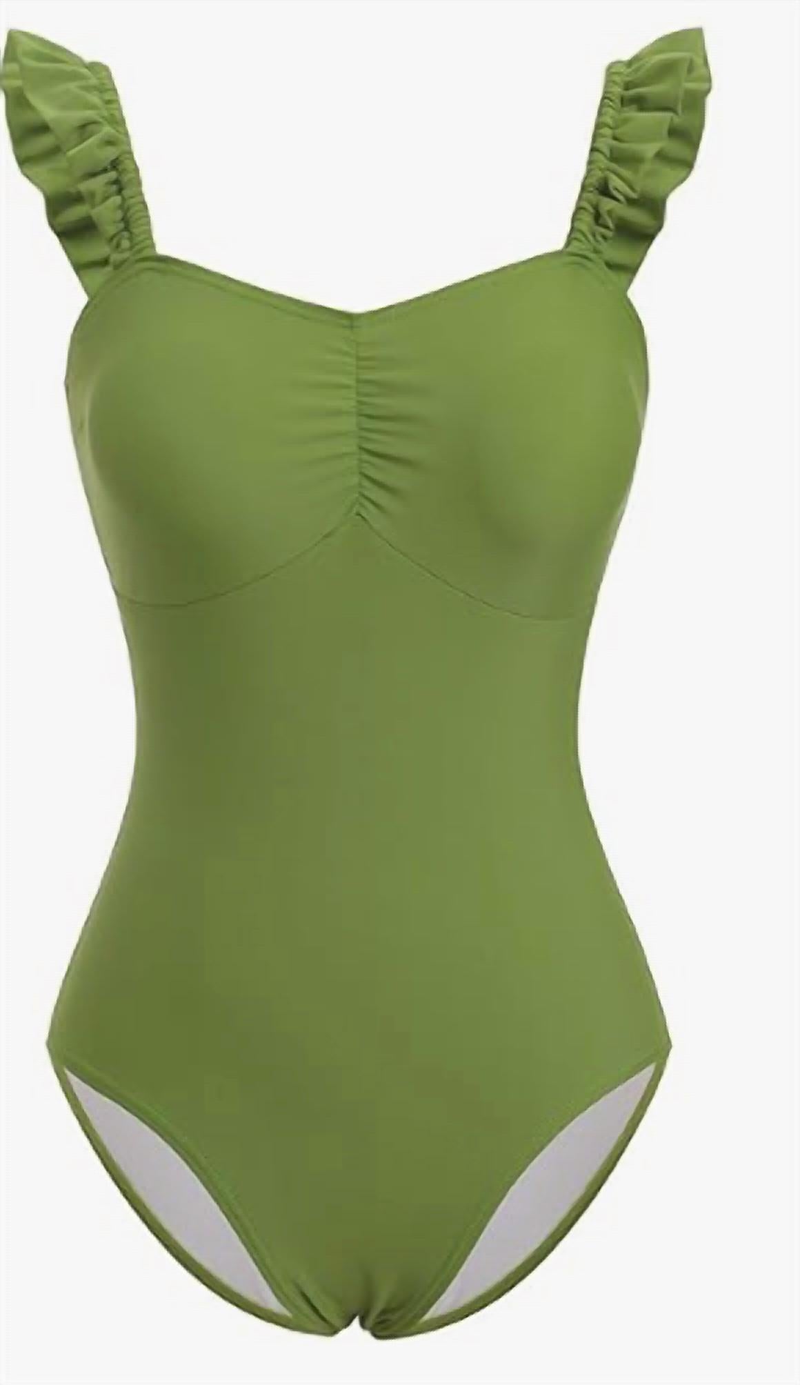 Sweetkama - Ladies Ruffle One Piece Swimwear With Skirt Cover