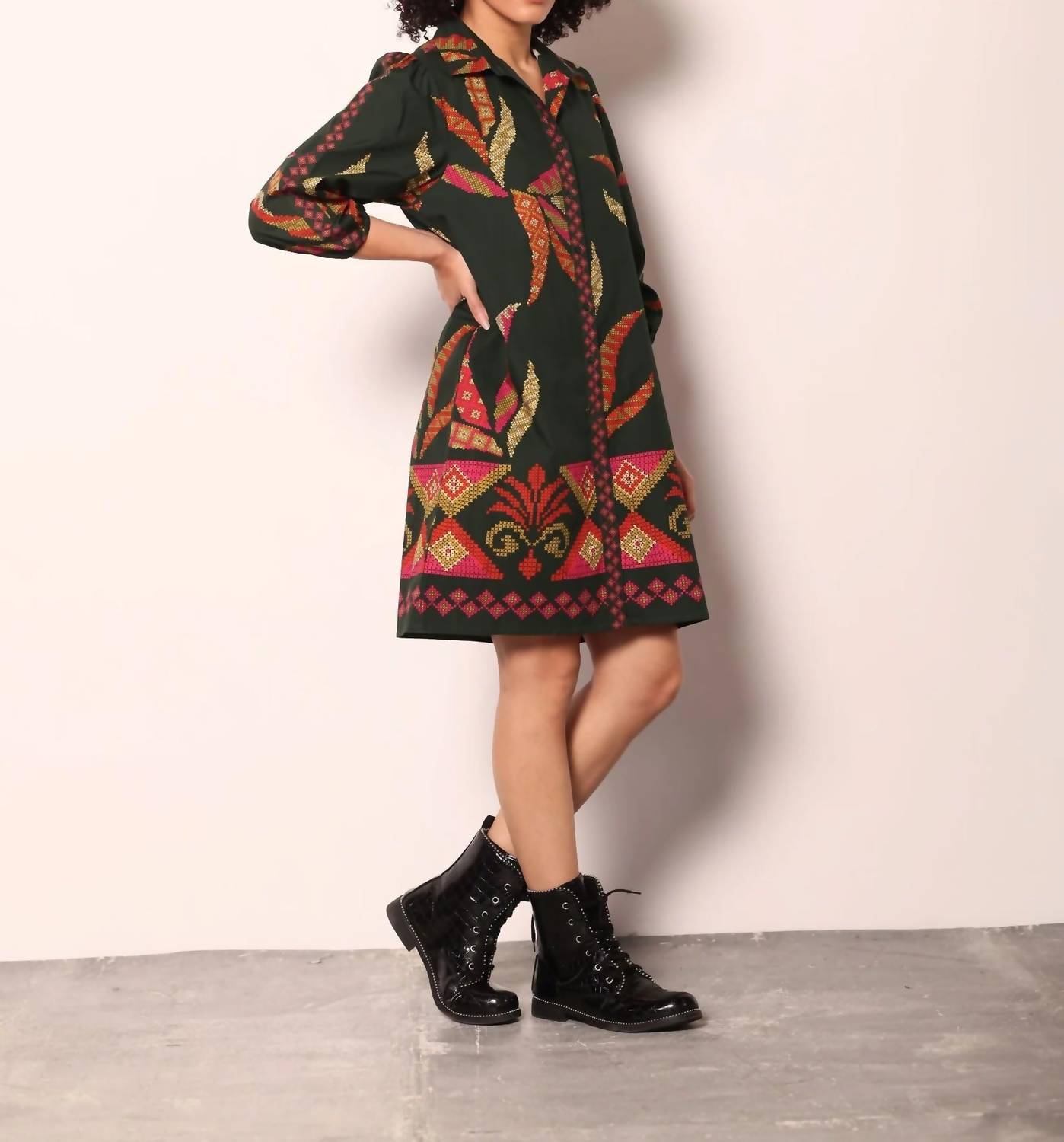 maude vivante Ava Mini Dress in forest stitch - women's dress - view 4