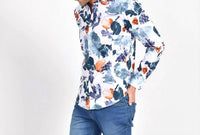 Eight X - Men's Watercolor Falling Flower Button Down Shirt