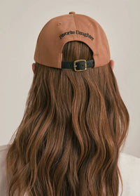 Favorite Daughter Women's Wool Baseball Cap With Leather Strap in camel - women's hat - detail view