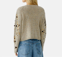 Oui Cardigan Sequin Top in off white gold - women's cardigan - detail view