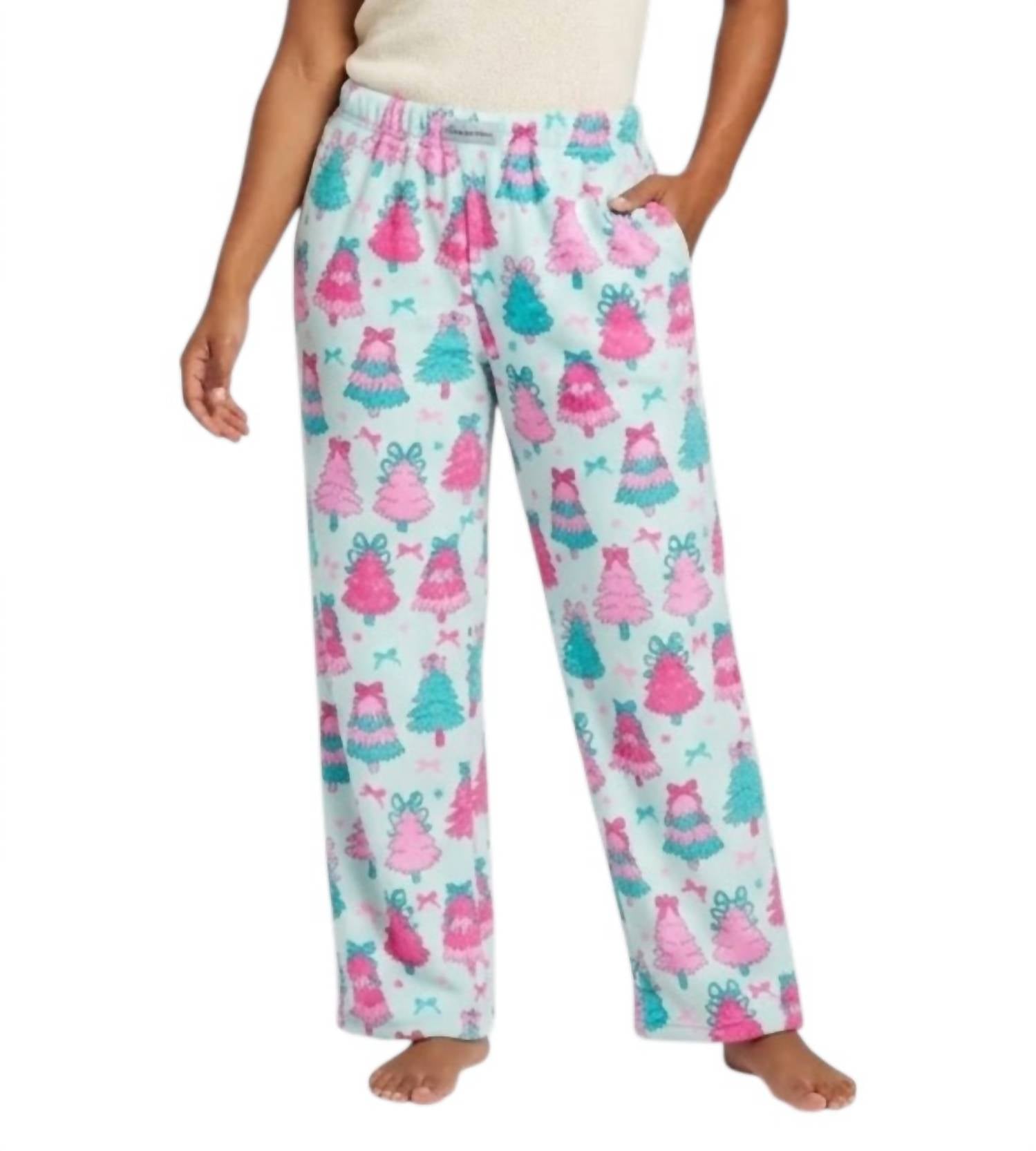 iScream Fancy Trees Plush Pants in light blue - women's pants