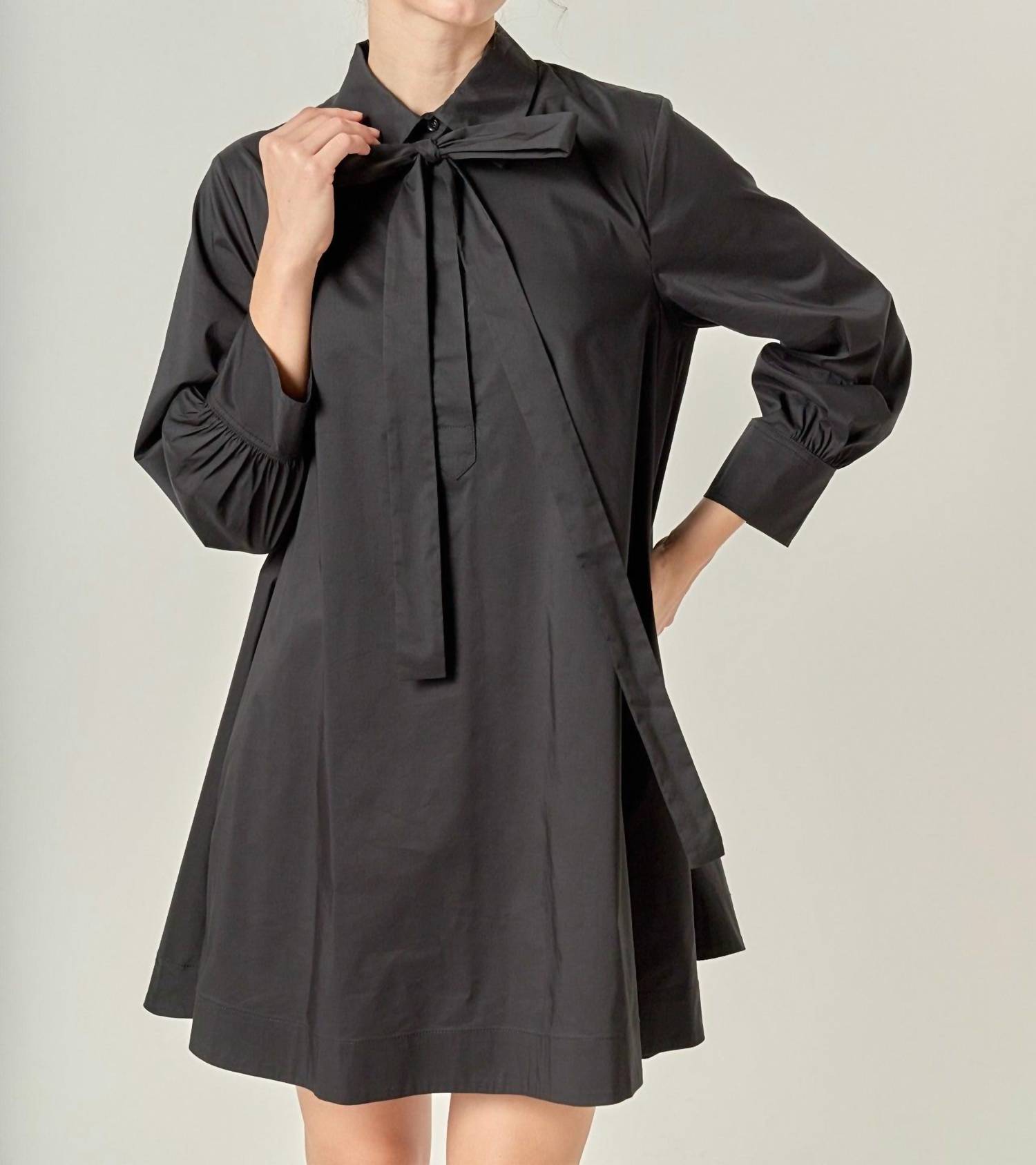 English Factory Bow Dress in black - women's dress