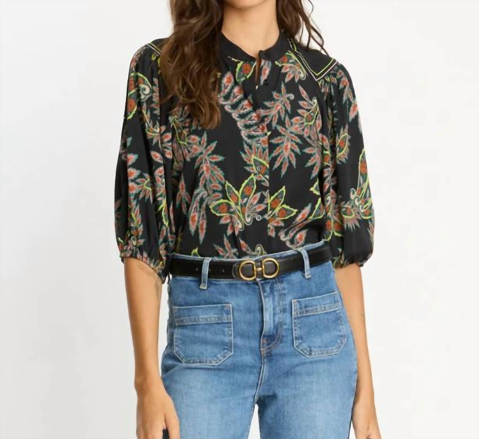CABALLERO Juliette Top in paisley floral - women's long sleeve top