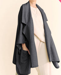 Davi & Dani - Heavy Knit Loose Jacket Cardigan - Plus