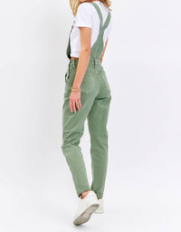 Judy Blue - Garment Dyed High Waist Double Cuffed Boyfriend Overalls