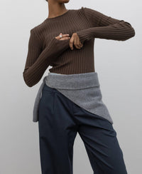 Papermoon - Wool Ribbed Long Sleeve Fitted Top