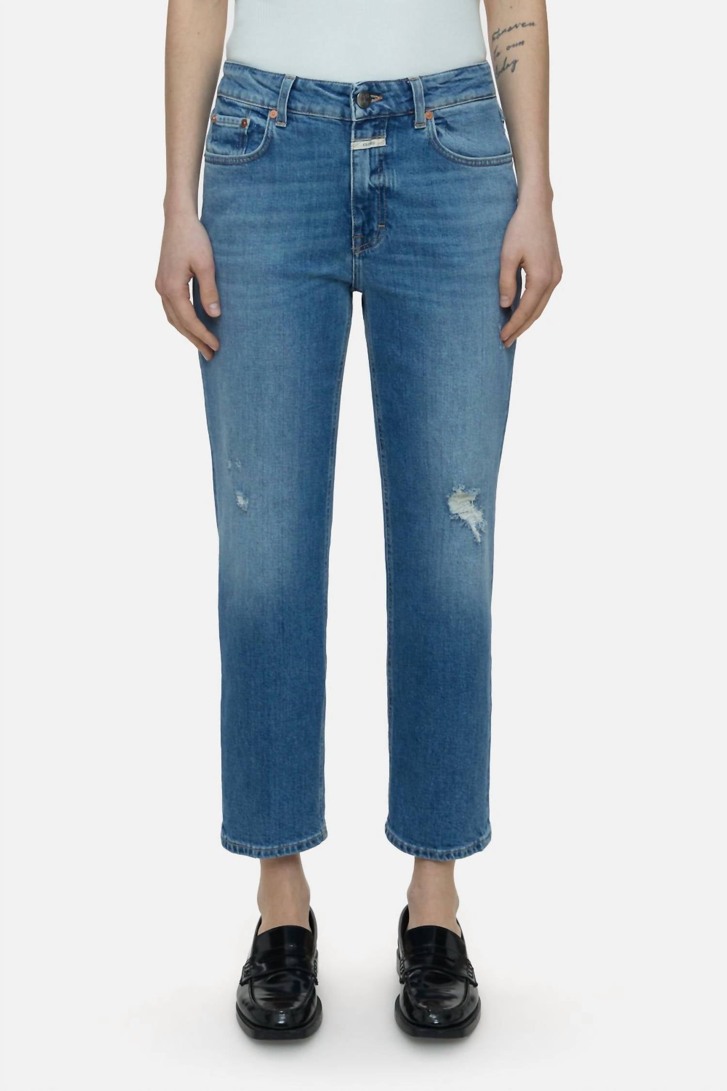 CLOSED Milo Distressed Jeans in mid blue - women's jeans
