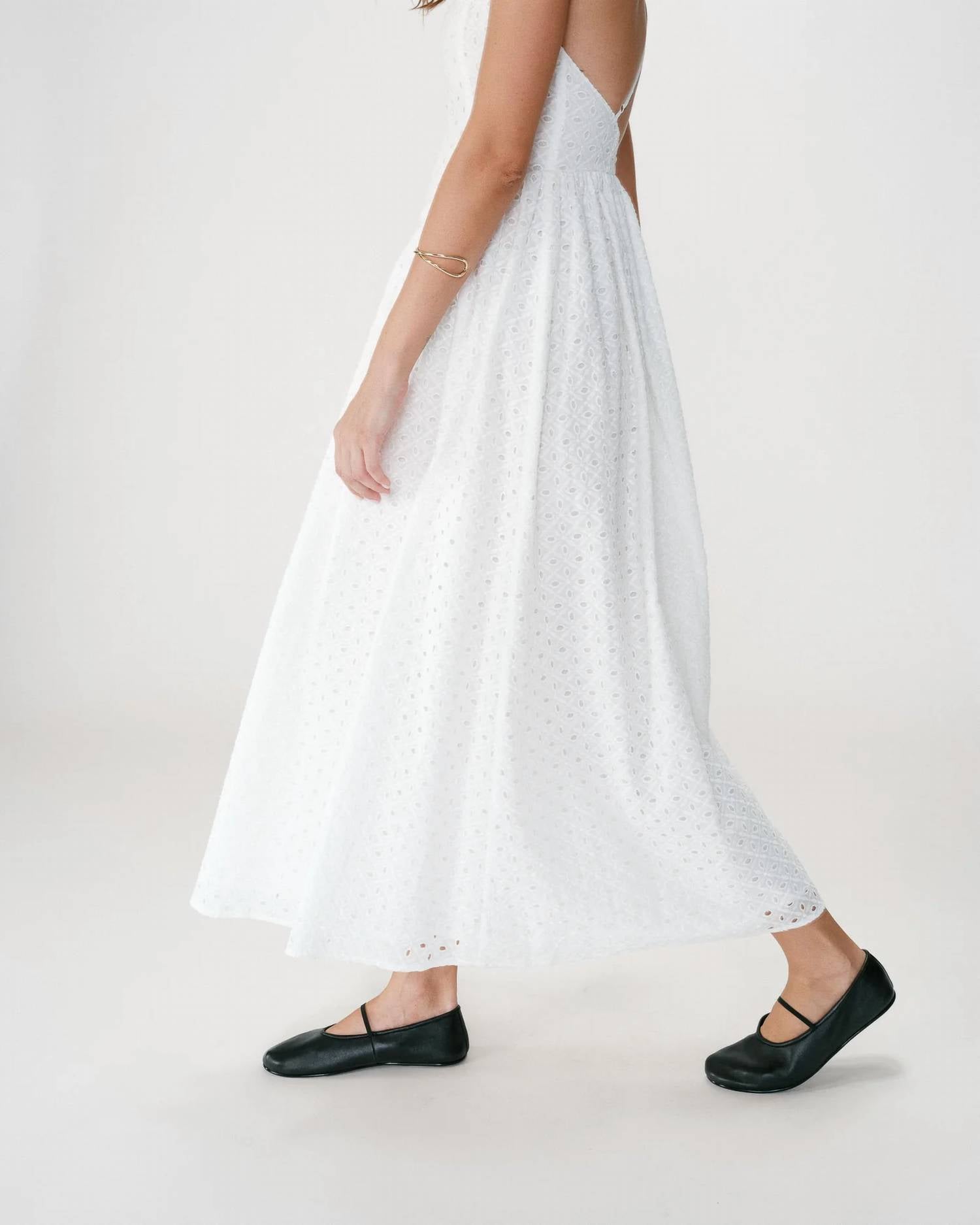 Grace & Mila - Wimala Long Flared Eyelet Dress