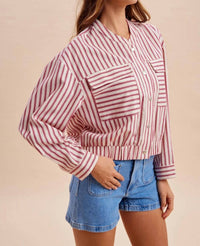 Anniewear - Striped Bomber Jacket