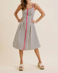 In February - Striped Preppy Midi Dress