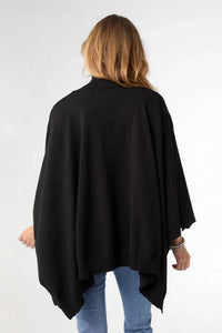 COCO + CARMEN Selina Turtleneck Poncho Top in black - women's sweater - detail view