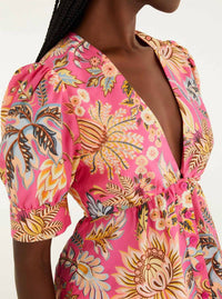 Farm Rio - Women's Ligia Floral Puff Sleeve Organic Cotton Blouse