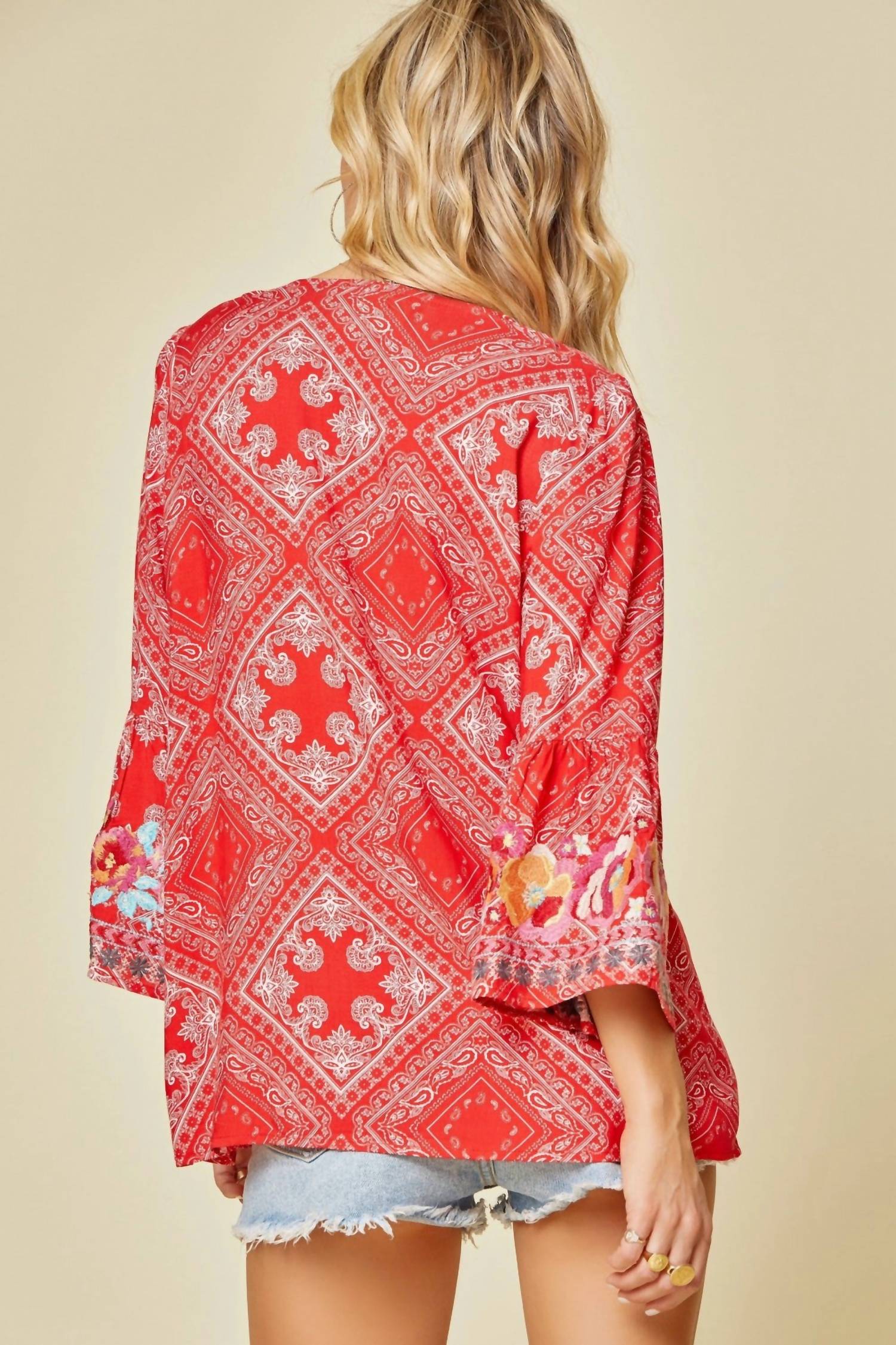 Andree By Unit - Bandana Embroidered Top