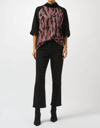 Joseph Ribkoff - Funnel Collared Three Quarter Sleeves Straight Top