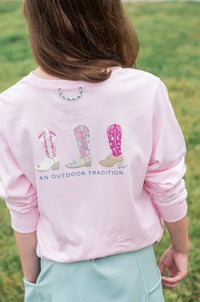 Prodoh - Girl's Tulle Boots Long Sleeve Cotton Tee