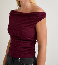 Le Lis - Off Shoulder Rhinestone Top