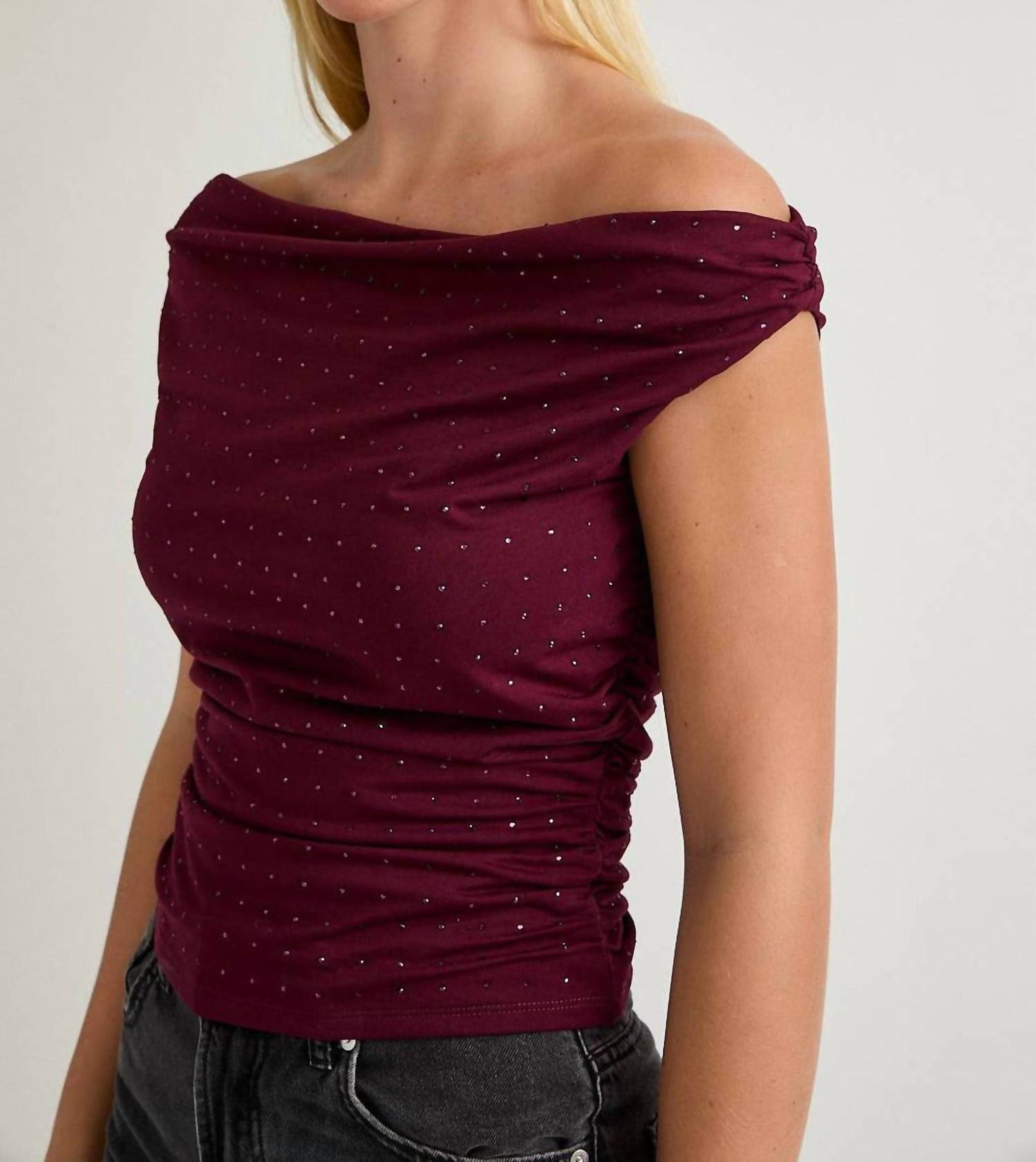 Le Lis - Off Shoulder Rhinestone Top