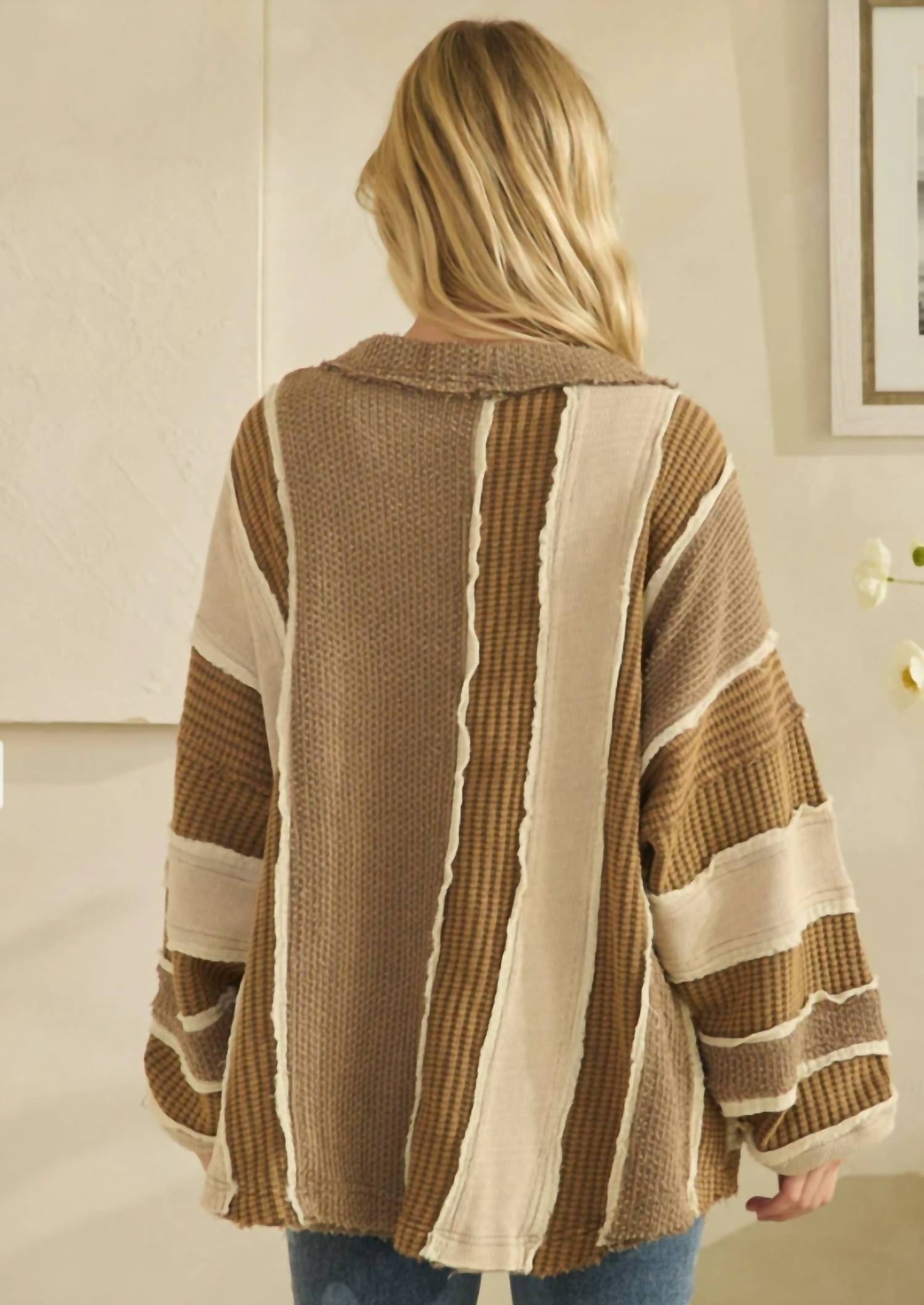 Oli & Hali - Patchwork V-neck Cardigan