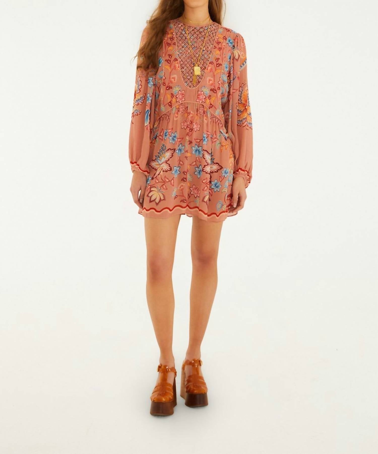 Farm Rio - LACE LONG SLEEVE BLOUSE DRESS