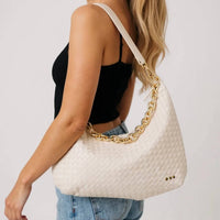 Pretty Simple Women's Sienna Woven Shoulder Bag in cream - women's bag