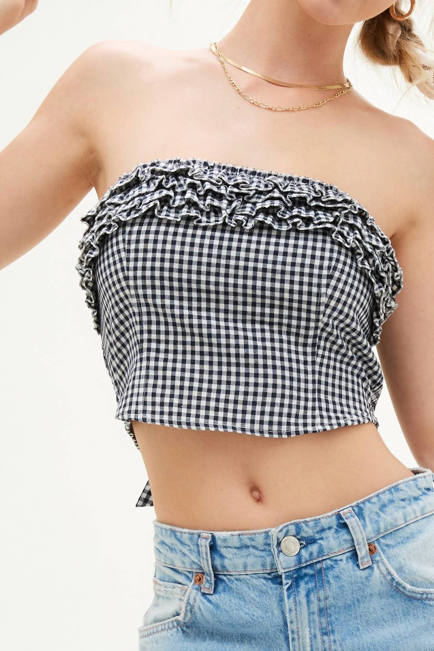 Illa Illa - Gingham Ruffle Tube Top