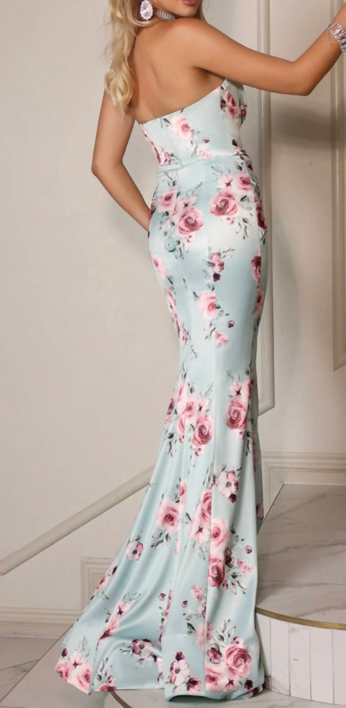 PORTIA&SCARLETT Sweatheart floral gown in mint multi - women's dress - detail view