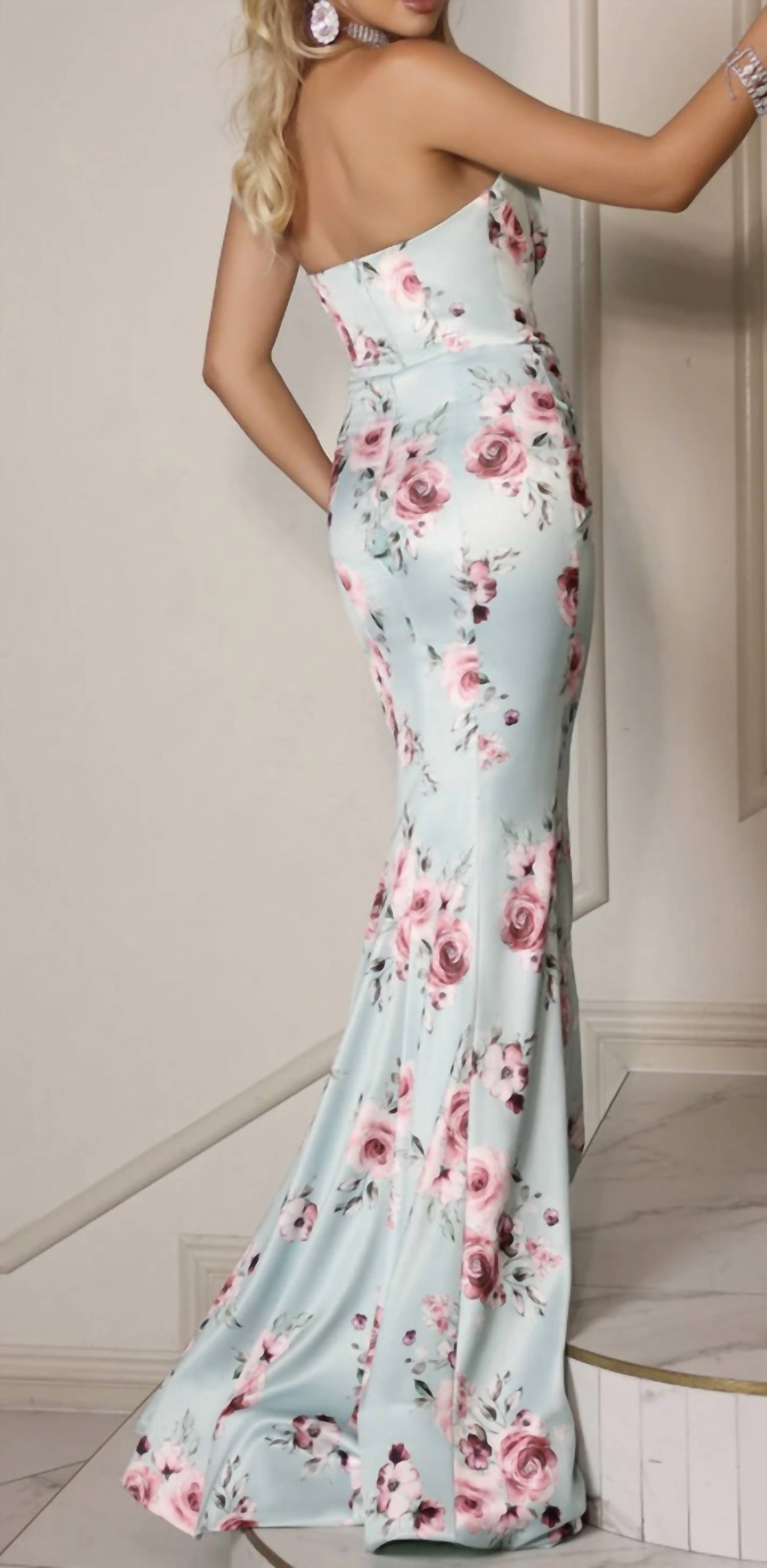 PORTIA&SCARLETT Sweatheart floral gown in mint multi - women's dress - detail view
