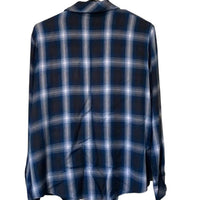 Sanctuary Women's Long Sleeve Plaid Blouse in teal - women's shirt - detail view