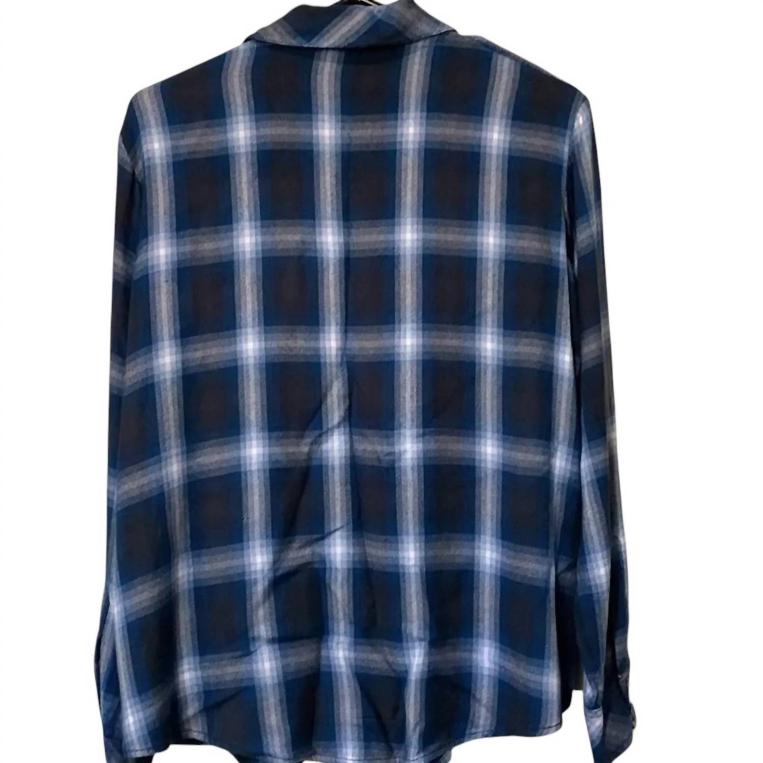 Sanctuary Women's Long Sleeve Plaid Blouse in teal - women's shirt - detail view