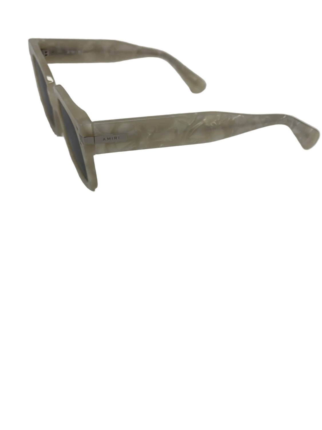 Amiri Women's Classic Logo Sunglasses in white black silver - women's accessory - detail view