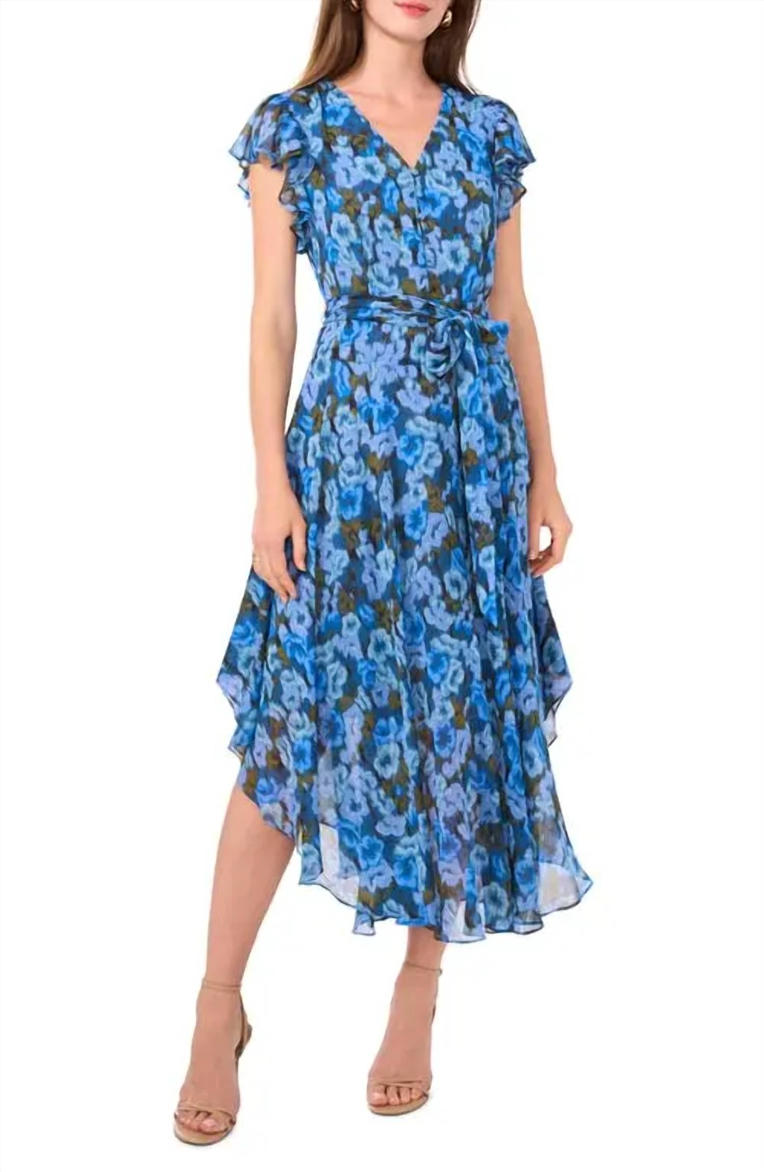 Vince Camuto - Floral Handkerchief Hem Midi Dress