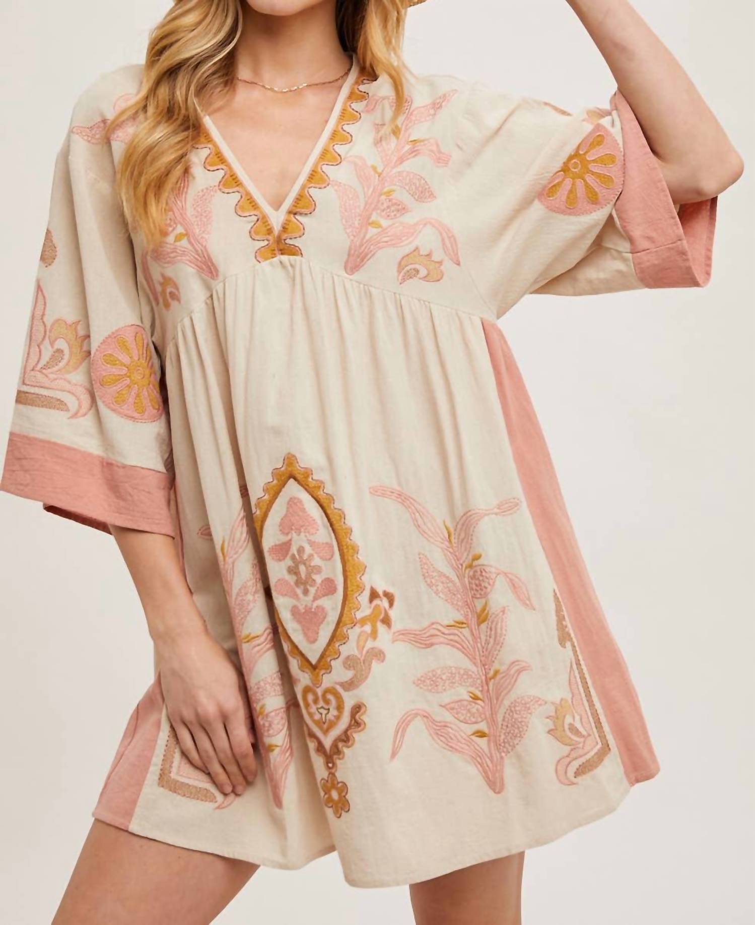 Bluivy - Boho Embroidered Babydoll Dress