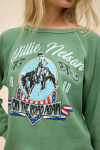 Daydreamer - Willie Nelson 1980 Cowboy Raglan Thermal Long Sleeve Tee