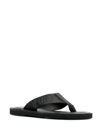 EMPORIO ARMANI Men's Logo Tape Thong Slip-on Flat Sandals in black - men's sandal