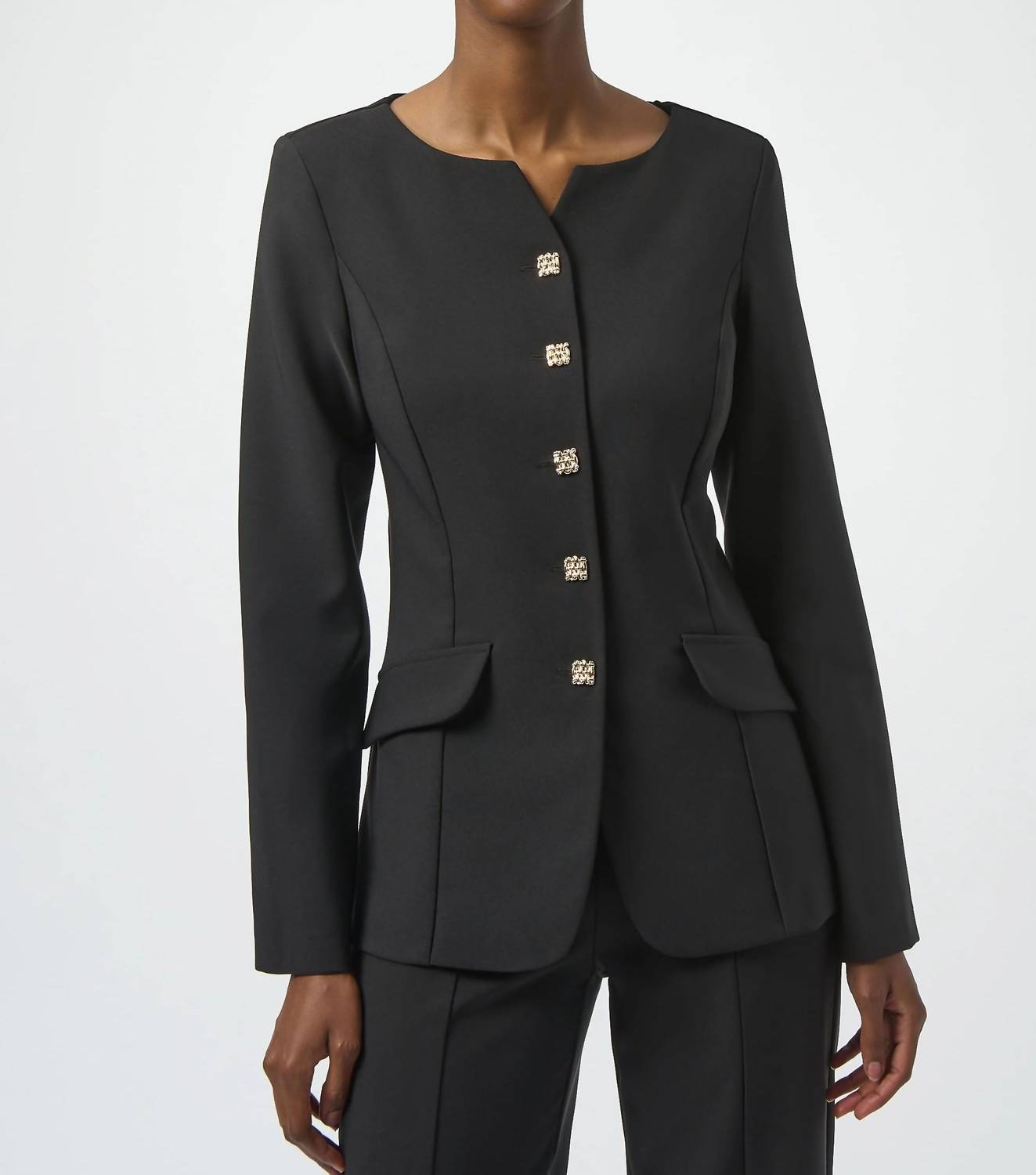 Joseph Ribkoff Fitted Long Sleeve Twill Jacket in black - women's jacket