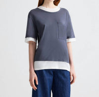 TWP Double Up Tee in charcoal white - women's t-shirt