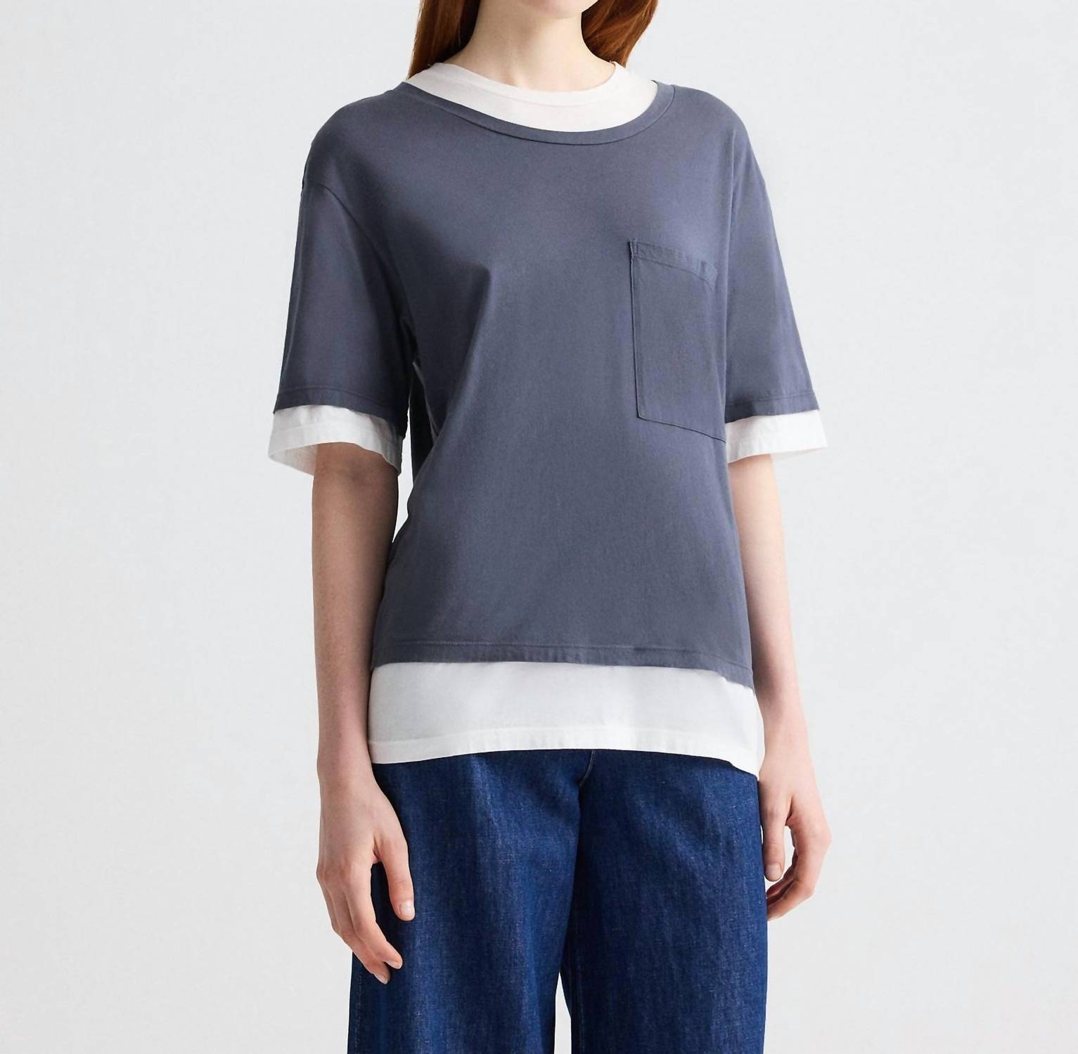 TWP Double Up Tee in charcoal white - women's t-shirt