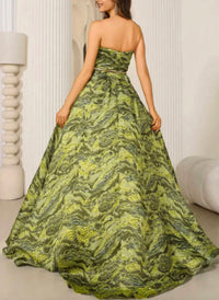 Terani Couture - Lava Jacquard Sleeveless High Slit Evening Ballgown