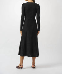 Joseph Ribkoff Crew Neck Long Sleeve Fit And Flare Dress in black - women's dress - detail view
